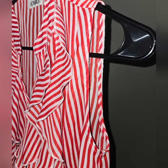Cato Blouse sz Small Red/White stripes - Picture 4 of 5